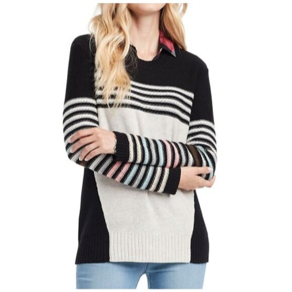 Nic + Zoe Black & Ivory Long-Sleeve Sweater  Size X-Large NWT - Picture 1 of 12